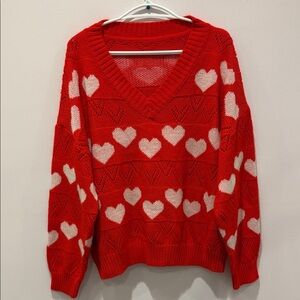 Red Heart Pattern Sweater